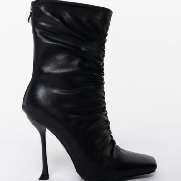 Xena Ruched: Square Toe Stiletto Heel Azalea Wang Bootie.7.5 - Picture 4 of 6